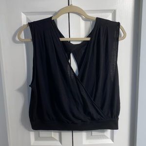 We The Free Black Crop V Neck Top